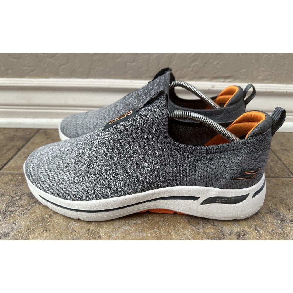 Skechers Men's GO WALK Arch Fit  21625WW Gray And Orange Size 11 - Picture 2 of 7